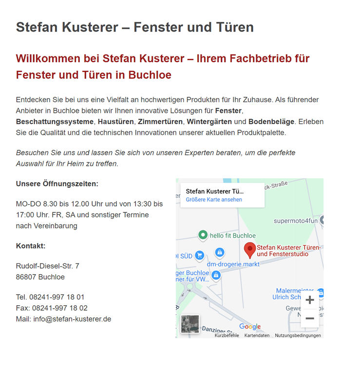 Fenster in  Waal, Jengen, Unterdießen, Buchloe, Oberostendorf, Fuchstal, Westendorf oder Igling, Kaltental, Wiedergeltingen